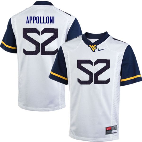 NCAA Men's Emilio Appolloni West Virginia Mountaineers White #52 Nike Stitched Football College Authentic Jersey OG23Z51MI